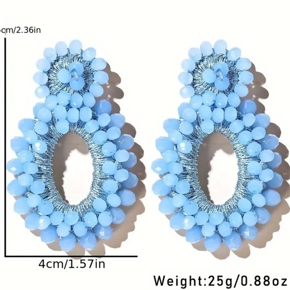 Black Rainbow Crystal Statement Earrings - Picture 3 of 3